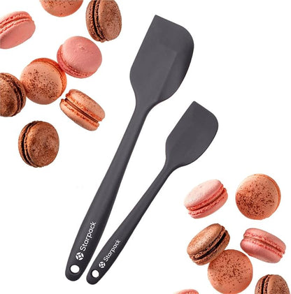Starpack 'Scrape & Stir' Silicone Spatula Set (2 Pcs) - Heat Resistant Spatulas Set 600°F - Food Grade Kitchen, Nonstick Baking and Cooking Spatulas - LFGB Grade Rubber Spatula Set - Gray/Black