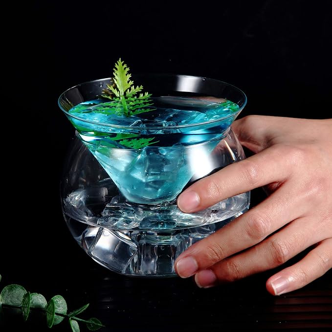 Glass Caviar Serving Set with 2 Pcs Mother of Pearl Spoons 3.2 Inch Caviar Dish Chiller Server Set with Ice Holder for Egg, Ice Cream, Coffee, Restaurant Serving