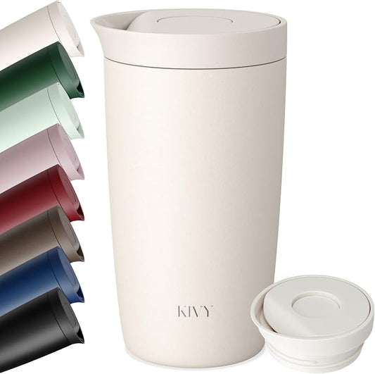KIVY Travel Coffee Mug Tumbler [24h Cold | 6h Hot] Reusable Insulated Coffee Tumbler Stainless Steel - Spill Proof Coffee Travel Mug - Leakproof 12oz Insulated cup to go - Dishwasher Safe, BPA Free