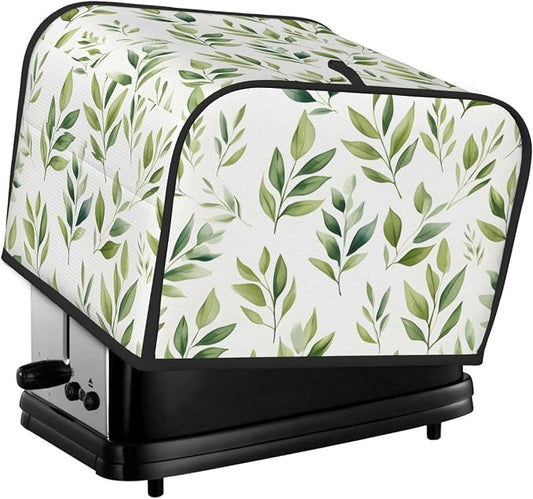 Botanical Leaves Pattern 4 Slice Toaster Cover Wide Slot Dustproof Bread Maker Cover Fingerprint Bakeware Protection Kitchen Appliance Toaster Bag