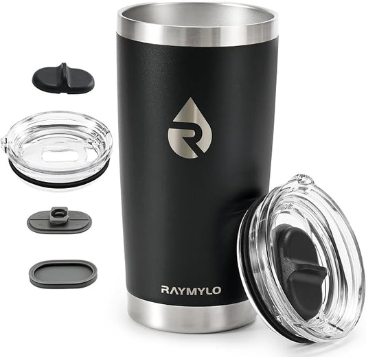 RAYMYLO Insulated Travel Coffee Tumbler 20oz, Detachable & Spill-Proof Slider Lid for Thorough Clean, Stainless Steel Reusable Coffee Mug with Lid Fits Most Car Cup Holder & BPA Free