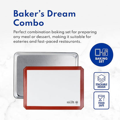 New Star Foodservice Commercial 18-Gauge Aluminum Sheet Pan & Silicone Baking Mat (13 by 18-Inch (Half Size))