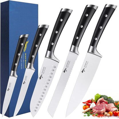 MAD SHARK Kitchen Knife Set 5 Piece,Chef Knife Set with Ergonomic Handle, Professional Ultra Sharp Kitchen Knives for High Carbon Stainless Steel Knives Set, Cooking Knives Sets with Gift Box