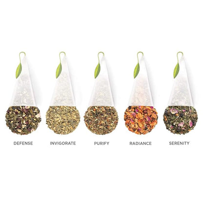 Tea Forte Premium Presentation Box Gift Set Sampler, 20 Count, Assorted Blends Individually Wrapped Handcrafted Pyramid Infuser Bags, Wellbeing Tea