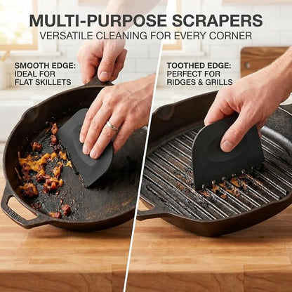Cast Iron Scrubber and Scraper, Chain Mail Scrubber Cast Iron for Cleaning Dishes, Stock Pots, Pans, Griddles, Grills, Dish Scouring Pads