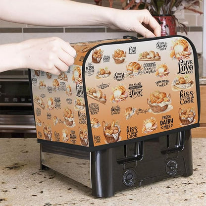 Toaster Cover 2 Slice Wide Slot Bread OrangeBread Toaster Oven Dustproof Cover Small Appliance Kitchen Covers Dust and Fingerprint Protection for Women Gift 2 Slice