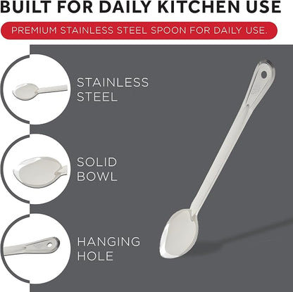 Winco Stainless Steel Basting Spoon, Solid, 15", 1.2mm