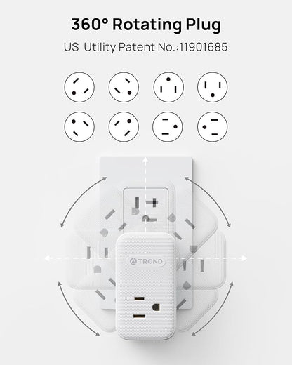 TROND Outlet Extender with 2 PD 20W USB C Charger, 3 AC Multi Plug Outlet Splitter with 360 Rotating Plug, USB Wall Socket Adapter, A Small Charging Station for Kitchen Bathroom Cruise Essentials
