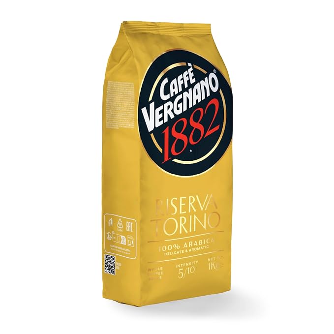 Caffe Vergnano Riserva Torino 100% Arabica Coffee Beans, 2.2 lb Bag - Medium Roast Whole Bean Espresso for French Press, Drip Coffee Maker, Automatic Coffee Machine & Moka Pot