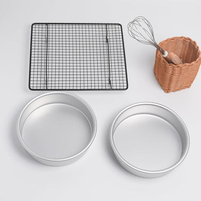 7-inch round cake pans set 2,Cake tins perfect for baking bread, cheesecake, cakes more - durable aluminum molds for circle cake pan (7×2 round Cake Pan, Set of 2)