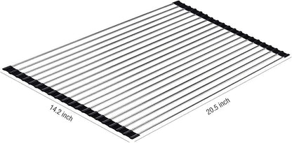 Ahyuan Roll up Dish Drying Rack Over The Sink Kitchen Roll up Sink Drying Rack Portable Dish Drainer Foldable Dish Drying Rack (Black, 20.5''X14'')