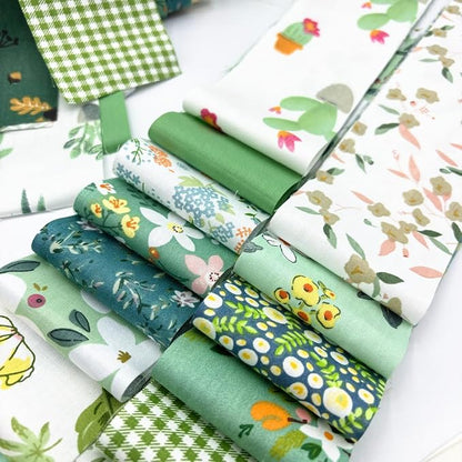 40 Pcs Jelly Roll Fabric Strips for Quilting Fabrics, Sewing Supplies 2.6 Inch Precut Cotton Fabric Bundles, Perfect for Quilt Projects,Floral Patchwork Leaf Green