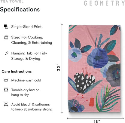 GEOMETRY Kitchen Tea Towels - Quick Dry Microfiber Dish Towels for Kitchen Watercolors, 18" x 30" 2 Pack