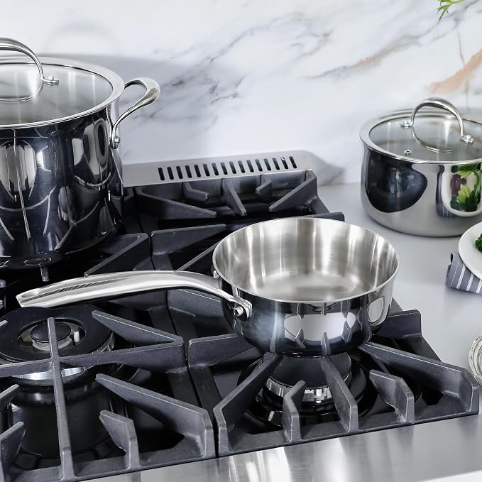 KEAWELL K3 Premium 1.5-Quart Tri-Ply Fully Clad Stainless Steel Saucepan with Lid, Induction & Oven Safe up to 600°F, Even Heating, Professional Cookware for All Stovetops (1.5-Qt)