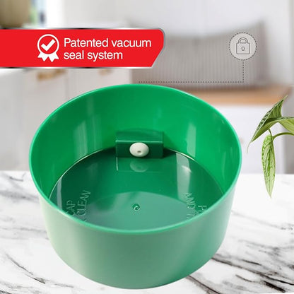 Tightvac 1 oz to 6 ounce - Patented Airtight Container | Multi-use Vacuum Container Works as Smell Proof Containers for Herbs and Dry Goods. Dark Green Cap & Clear Body