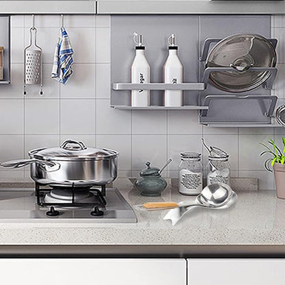 Stainless Steel Spoon Rest, Spatula Ladle Holder, Stainless Steel Utensil Spoon Rest Holder, Brushed Finish, Dishwasher Safe 3.8 x 9.4 Inch (Fish Shape Silver Color 1PC)