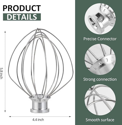 K45WW Stainless Steel Wire Whip for KitchenAid,Attachment for Kitchen aid 4.5 and 5-Quart Tilt-Head Stand Mixer