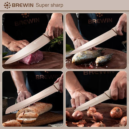 Knife Set, Brewin Kitchen Knife Set, Knives Set for Kitchen, Universal Knife Block, Utility Knife Block Set, New Home Essentials, Apartment Essentials, camping essentials, rv essentials