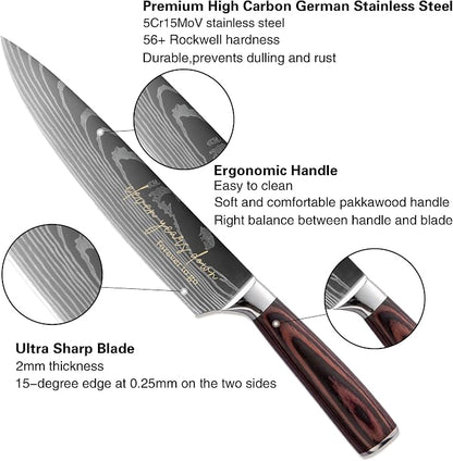 11 Years Anniversary Engraved Chef Knife Gift, 11th Wedding Anniversary Keepsake for Couple, 8 Inch High Carbon Stainless Steel Sharp Kitchen Knife with Ergonomic Handle, 11 Years Marriage Presents