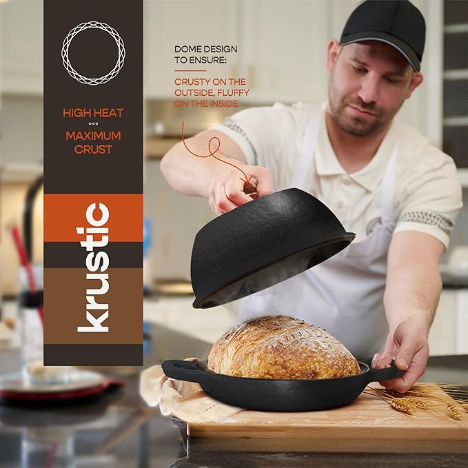 Enameled Cast Iron Dutch Oven for Sourdough Bread Baking | 6 Quart Round Pot with Lid | 10 Inch Ceramic Enamel Thick Coated Cookware Set with Non Stick Silicone Baking Mat for Cooking | 6 Qt |Black