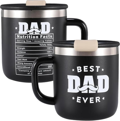 Best Dad Ever Gifts from Daughter Son, Stainless Steel Coffee Mug with Lid for Father, Husband, Uncle, Gifts for Father's Day (14oz Black)