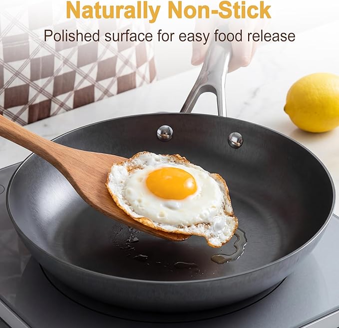 10.25" Lightweight Cast Iron Skillet – Smooth Polished Frying Pan with Rust-Resistant Nitrided Finish for Searing, Frying & Sautéing