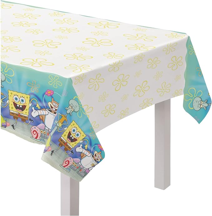 Unique Spongebob SquarePants Birthday Party Supplies Bundle includes Party Plastic Table Cover - 2 Count