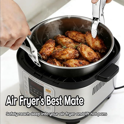 2 Pack Hot Plate Gripper Tongs - 304 Stainless Steel Anti-Scald - Multi-Purpose Bowl Holder Clip for Air Fryer, Instant Pot, Pizza Oven & Kitchen (Lifting & Pouring Accessories)