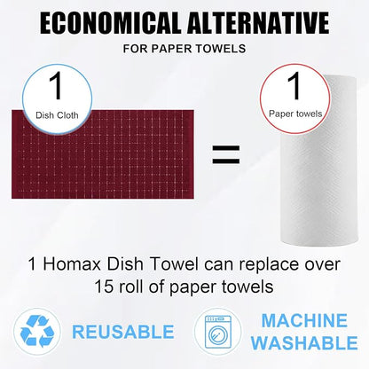 Homaxy 100% Cotton Terry Kitchen Towels(Burgundy Red, 13 x 28 inches), Checkered Designed, Soft and Super Absorbent Dish Towels, 12 Pack