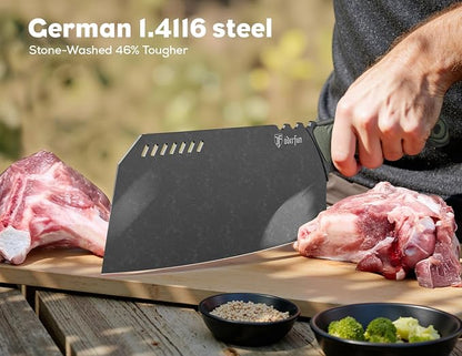 Meat Cleaver Butcher Knife 9 Inch, Bone Chopper,G10 Non-Slip Handle | Ultra Sharp Stainless Steel Blade, Full-Tang, Heavy Duty Meat Vegetable Cutting Knife for Home Kitchen and Outdoor Cooking