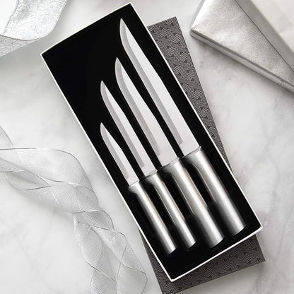 Rada Cutlery Wedding Register Gift Set (S04), 4-Piece Knife Set with Quick Edge Sharpener (R119), Silver Handle