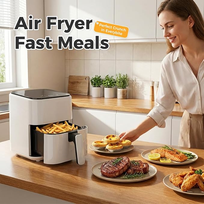 NEWBULIG Air Fryer, Compact Digital 3 Qt Airfryer with Nonstick Plate & Dishwasher Safe Basket, Quick Easy Meals, Features Auto Shutoff and Simple Touchscreen, Ideal for Small Spaces
