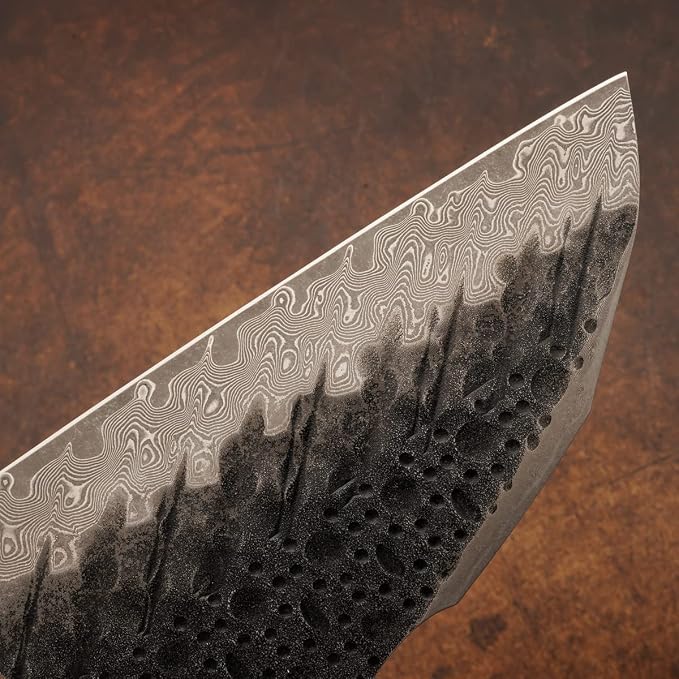 VG10 Damascus steel Kitchen Chinese Cleaver,8.5in Professional Handmade Chopping Chopper Knives with Burl Stabilized Wood Handle for Meat and Vegetable in Home&Restaurant