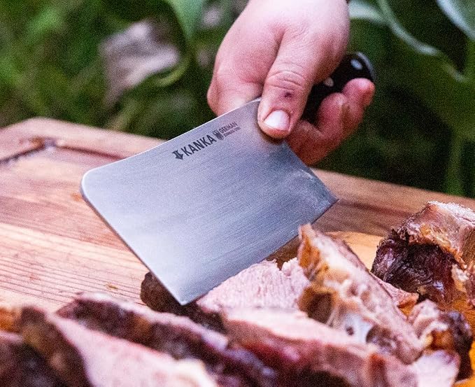 KANKA 7 inch Meat Cleaver Knife – Professional Knife for BBQ & Kitchen, Ergonomic Handle Stainless Steel Butcher for Meat, Fish & Bone Cutting - Heavy Duty Chef Chopper Razor Sharp & Rust-Resistant
