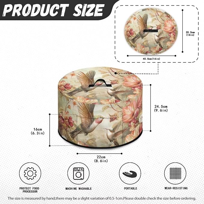 Hummingbird Pattern Slow Cooker Cover Protection Crock for Pot Dust Cover Fits for Most 6-8 Quart Slow Cooker Dustproof Small Appliance Accessories