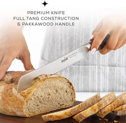 JoyJolt 8” Bread Knife. High Carbon x50 German Steel Kitchen Knife – Magnetic Gift Box.
