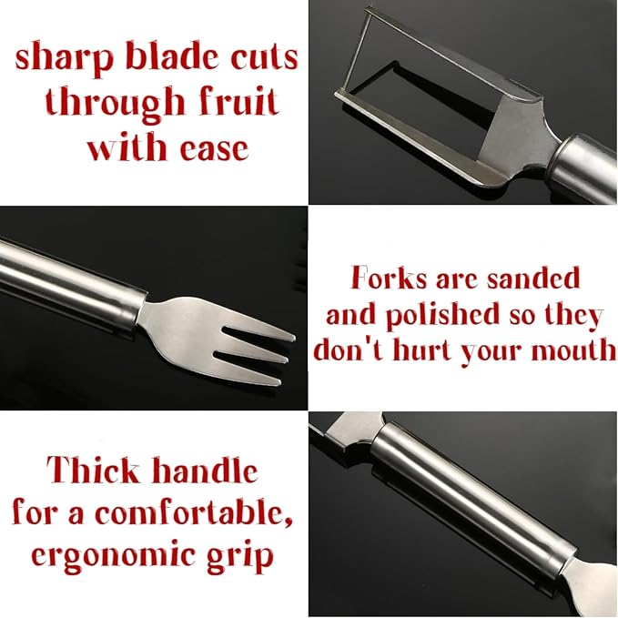 Watermelon Cutter, 2-in-1 Stainless Steel Dual Head Watermelon Fork Slicer, Summer Fruit Cutting Tool, Portable Kitchen Gadgets for Home, Camping & Picnic (2 Pcs)