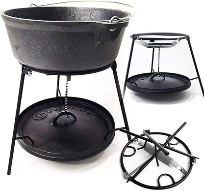 CampMaid Outdoor Cooking Set - Dutch Oven and Tools Set - Charcoal Holder & Cast Iron Grill Accessories - Camping Grill Set - Outdoor Cooking Essentials - Camp Kitchen Equipment - (6 Piece Set)
