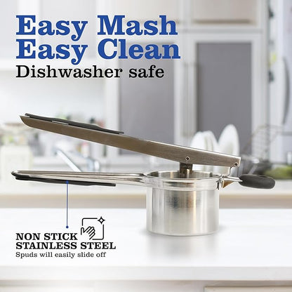 Mindful Design Large 15oz Potato Ricer, Heavy Duty Stainless Steel Potato Masher and Ricer Kitchen Tool, Press and Mash Kitchen Gadget For Perfect Mashed Potatoes Every time