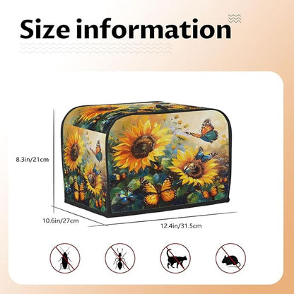 4 Slice Flower Sunflower Funny Toaster Cover Waterproof Dust Fingerprint Bread Machine Cover Washable Kitchen Appliance Protector For Home Kitchen Bakeware Table Decor Women Gifts