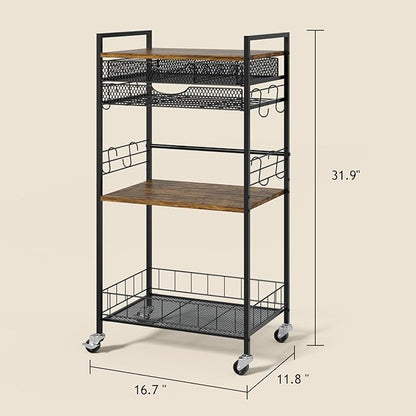 Homsorout Coffee Bar Station with Storage Drawer - 5 Tier Coffee Table Countertop Organizer for K Cups, Tea Bags, Sugar Storage and Kitchen Cabinets (Brown)