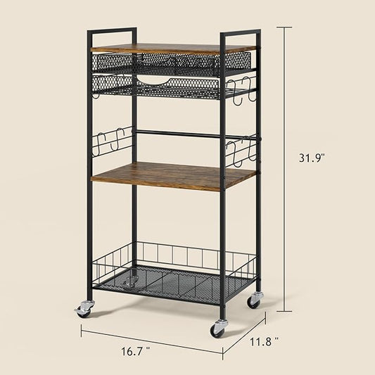 Homsorout Coffee Bar Station with Storage Drawer - 5 Tier Coffee Table Countertop Organizer for K Cups, Tea Bags, Sugar Storage and Kitchen Cabinets (Brown)