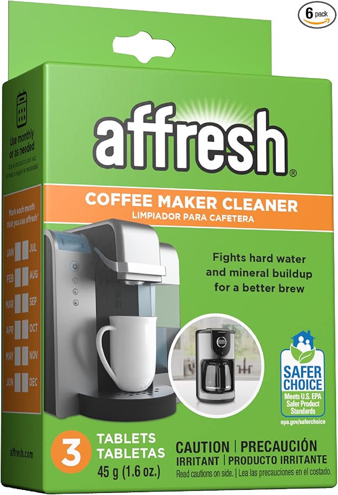 Affresh Coffee Maker Cleaner, Works with Multi-cup and Single-serve Brewers, 3 Tablets (Pack of 6)