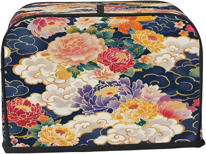 Flower Japanese Art Toaster Cover 4 Slice Wide Slot Washable Kitchen Appliance Covers Fingerprint Bread Machine Dust Cover Small Toaster Oven Accessories Covers Bread Maker Bag Women Gift