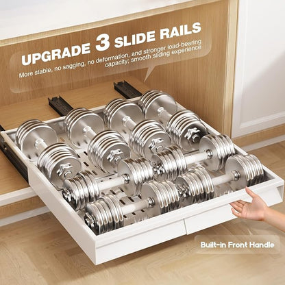 Seinloes Pull Out Cabinet Organizer, 4-Side Expandable to Fit Most Cabinets, 3 Rail Slide Out Drawers with Raising Pad for Framed & Frameless Cabinets, 13"-21" W x 17"-24" D, White, 4 Pack
