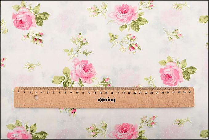 Nodsaw 14-Pieces Vintage Floral Fat Quarters Fabric Bundles Pre-Cuts 18" x 22" - Retro Floral, Rose & Check Prints Cotton Fabric for Quilting, Sewing, Patchwork, and DIY Crafts