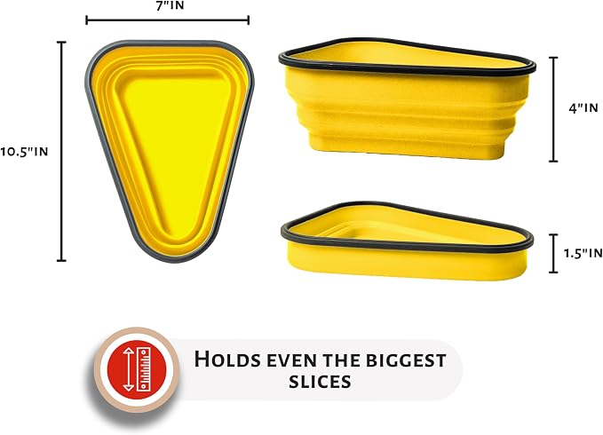 PIZZA PACK The Perfect Reusable Pizza Storage Container with 5 Microwavable Serving Trays - BPA-Free Adjustable Pizza Slice Container to Organize & Save Space, 3 Pack, Yellow