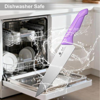 imarku 14-Piece Purple Knife Set with Block – Glides Through Meat, Fish, Veggies & Bread – Standout Color for Stylish Kitchens – Built-in Sharpener – Elegant Gift for Mom, Wife, and Yourself