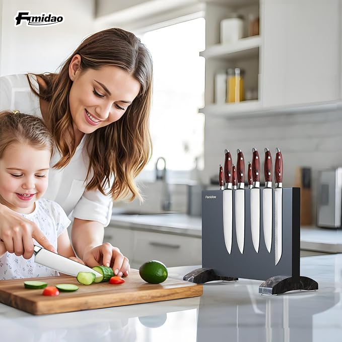 Magnetic Knife Holder Stand,Black Stainless Steel Magnetic Knife Block Without Knives,Powerful Magnet Knife Rack Strip For Kitchen Counter