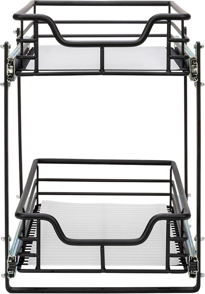 Household Essentials Matte Black Steel Dual Slide Organizer with Plastic Details